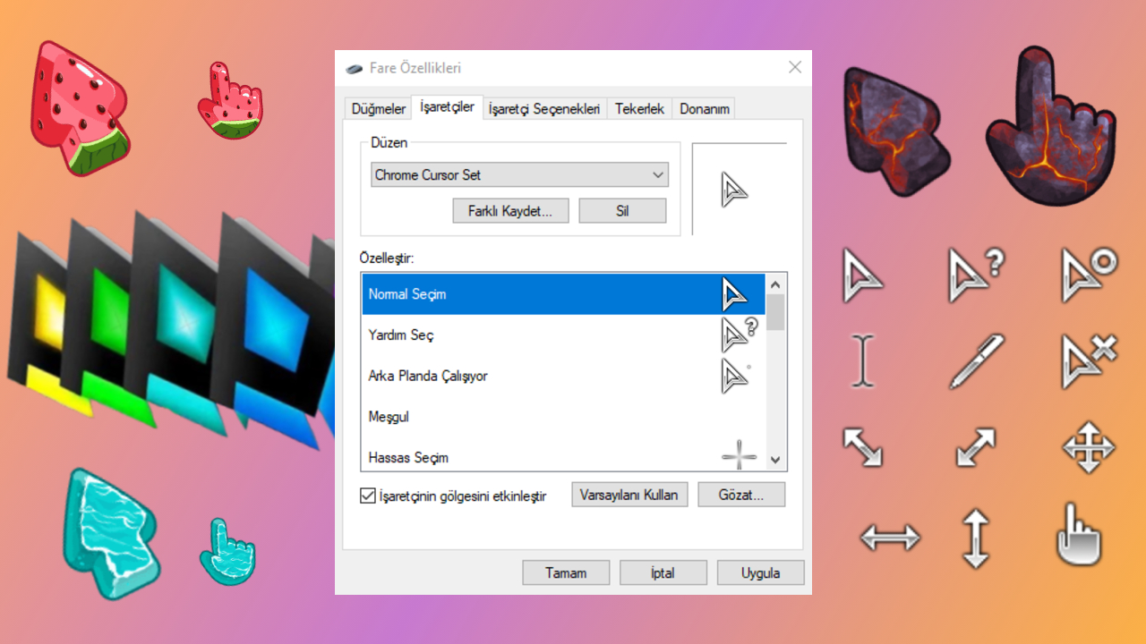fare imleci isaretci nasil ozellestirilir